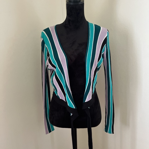 Wildfox Vibrant Striped Emma Sweater Wrap Top - Picture 5 of 5